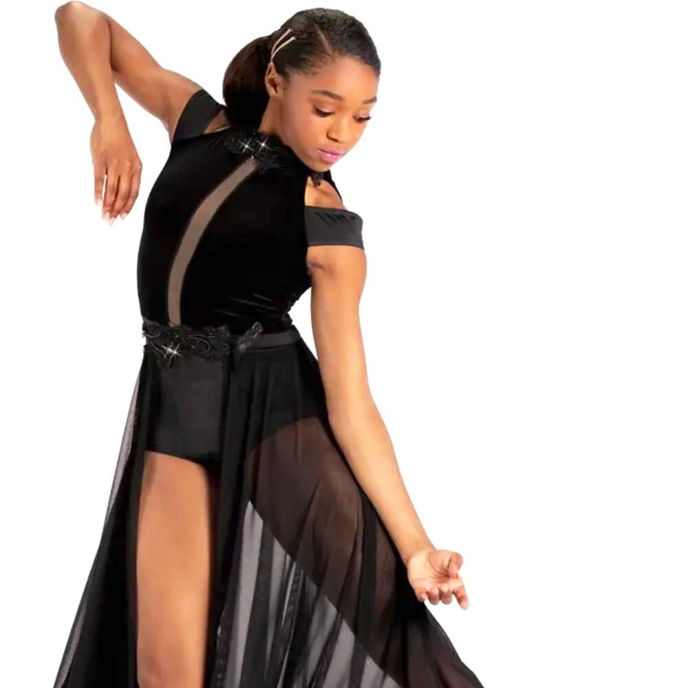Black Velvet / Chiffon Contemporary Costume Dress ( NEW)